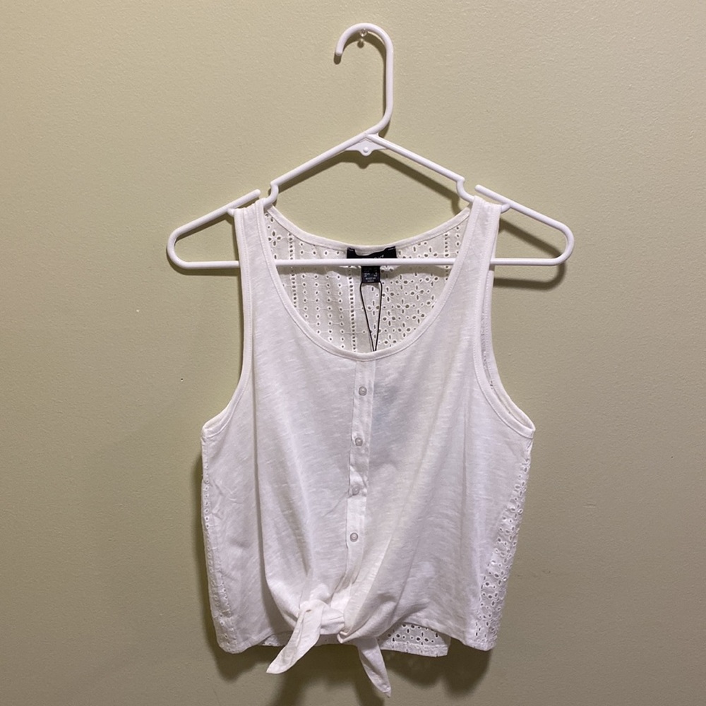 White Front Tie Crop Top